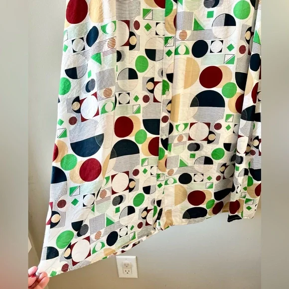 ICHI Geometric Print Maxi Skirt Multicolor Button Front Skirt - Picture 6 of 9